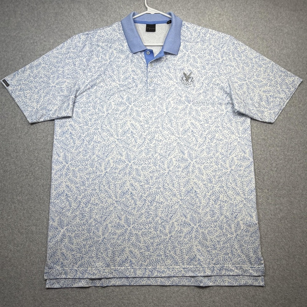 Dunning Golf Polo Shirt Mens XL Blue Floral Performance Stretch Gleneagles